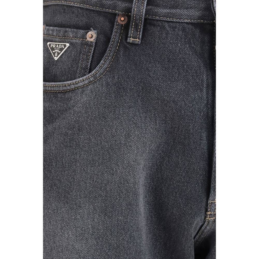 Prada Black Cotton Relaxed Fit Jeans