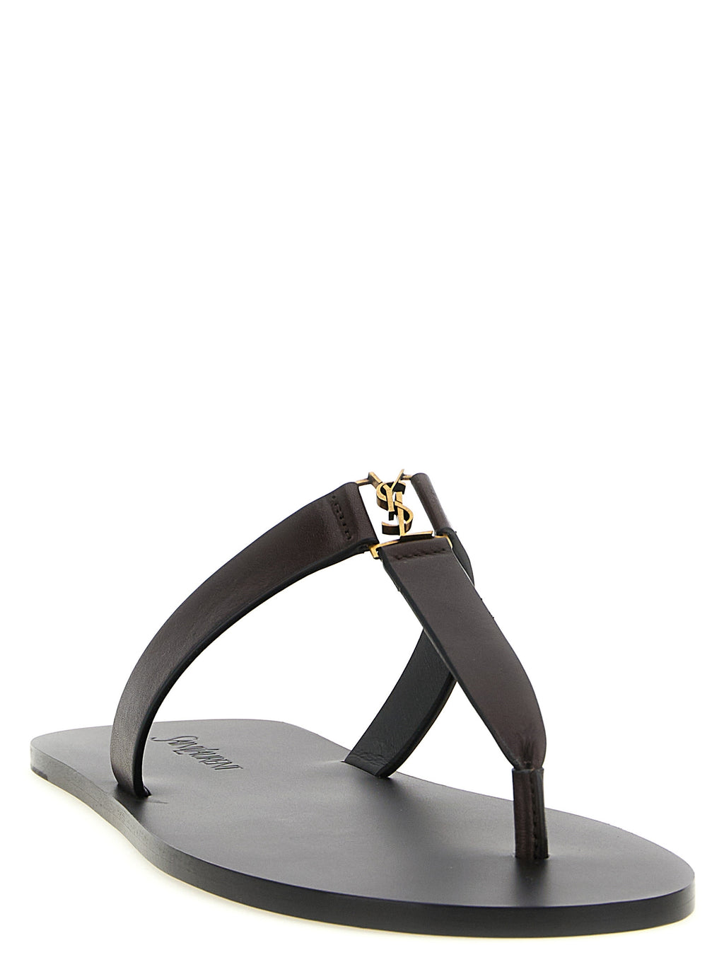 Saint Laurent Brown Calfskin Slides
