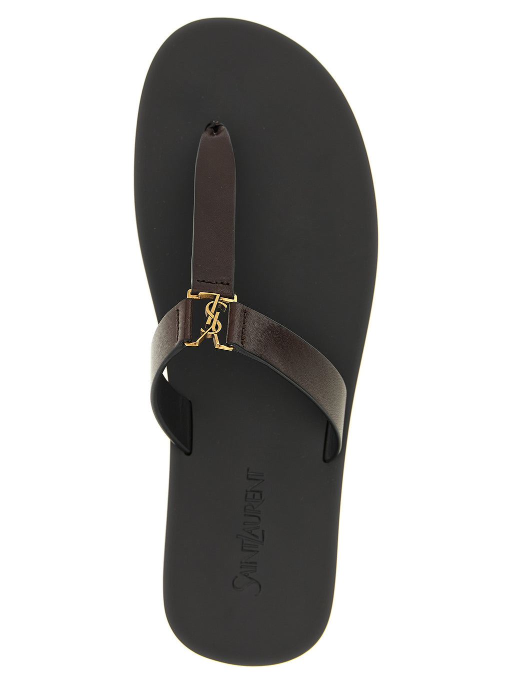 Saint Laurent Brown Calfskin Slides