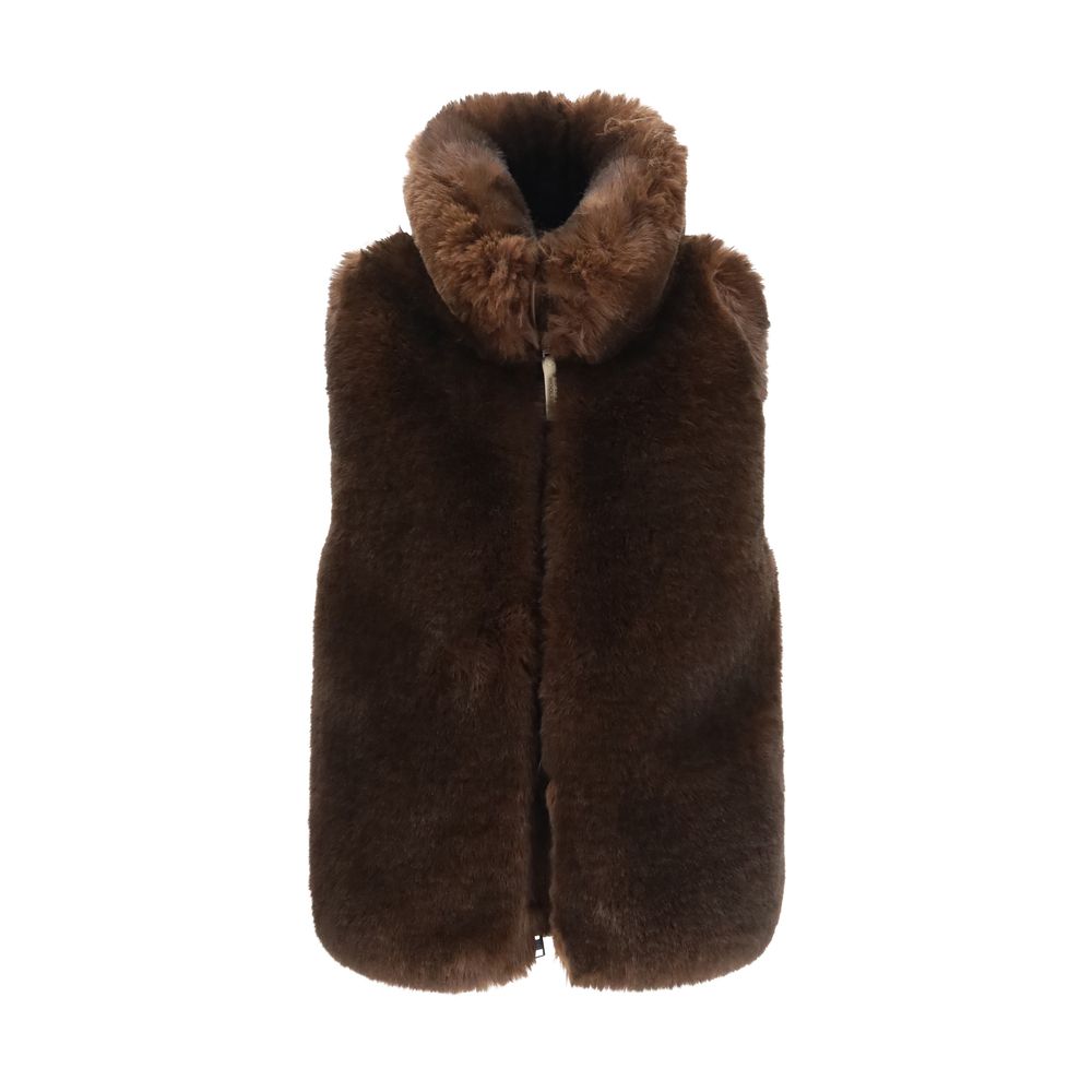 Woolrich Brown Polyester Sleeveless Jacket