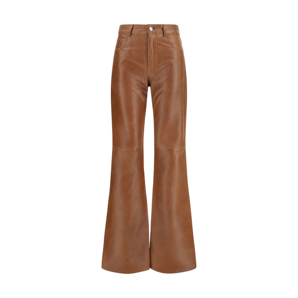 Haikure Brown Lambskin Flared Pants