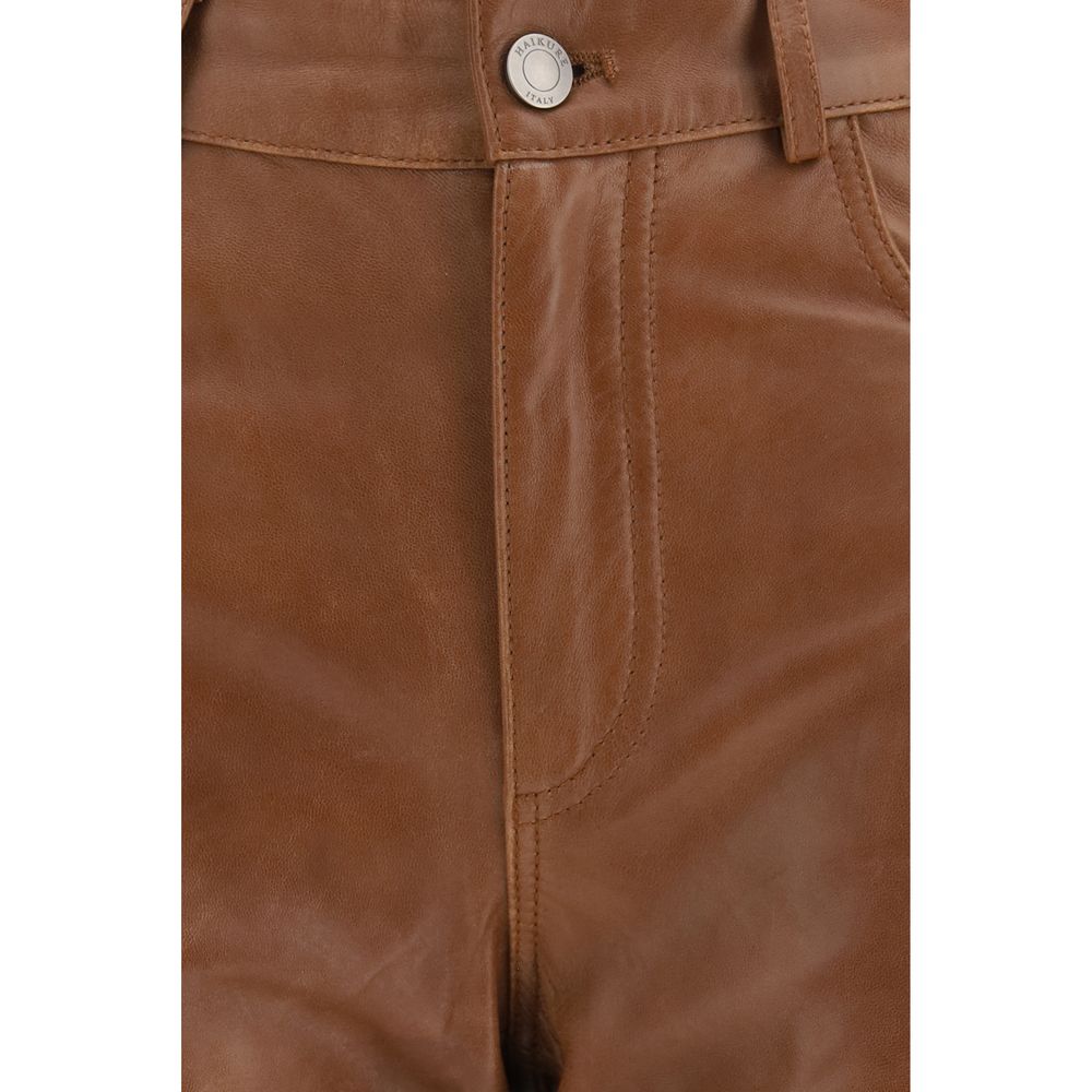 Haikure Brown Lambskin Flared Pants