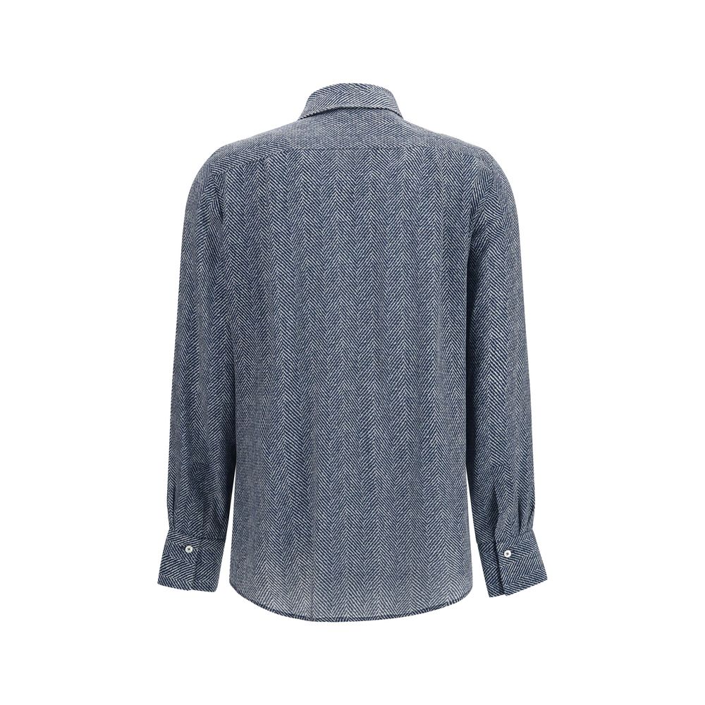 Sara Roka Blue Silk Pattern Shirt