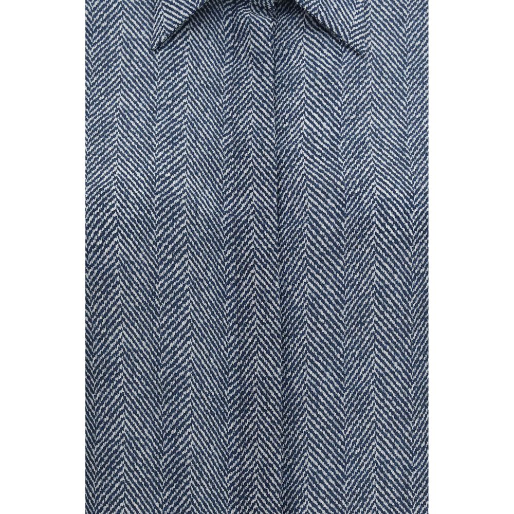 Sara Roka Blue Silk Pattern Shirt