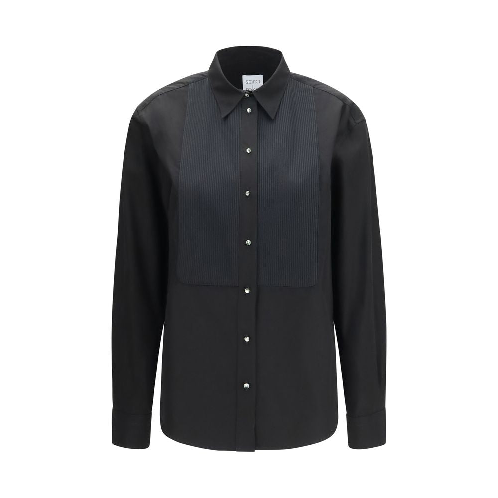 Sara Roka Black Cotton Dress Shirt