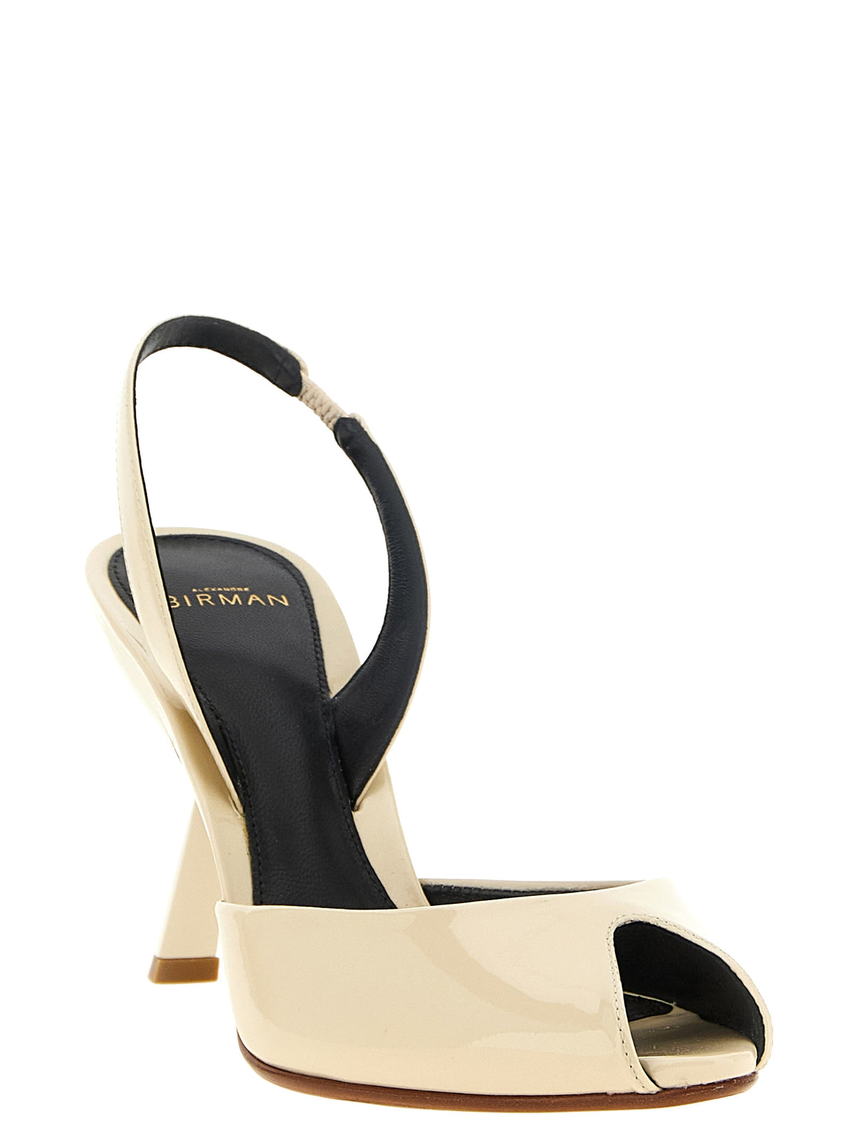 Alexandre Birman White Calfskin Mid Heel Pumps