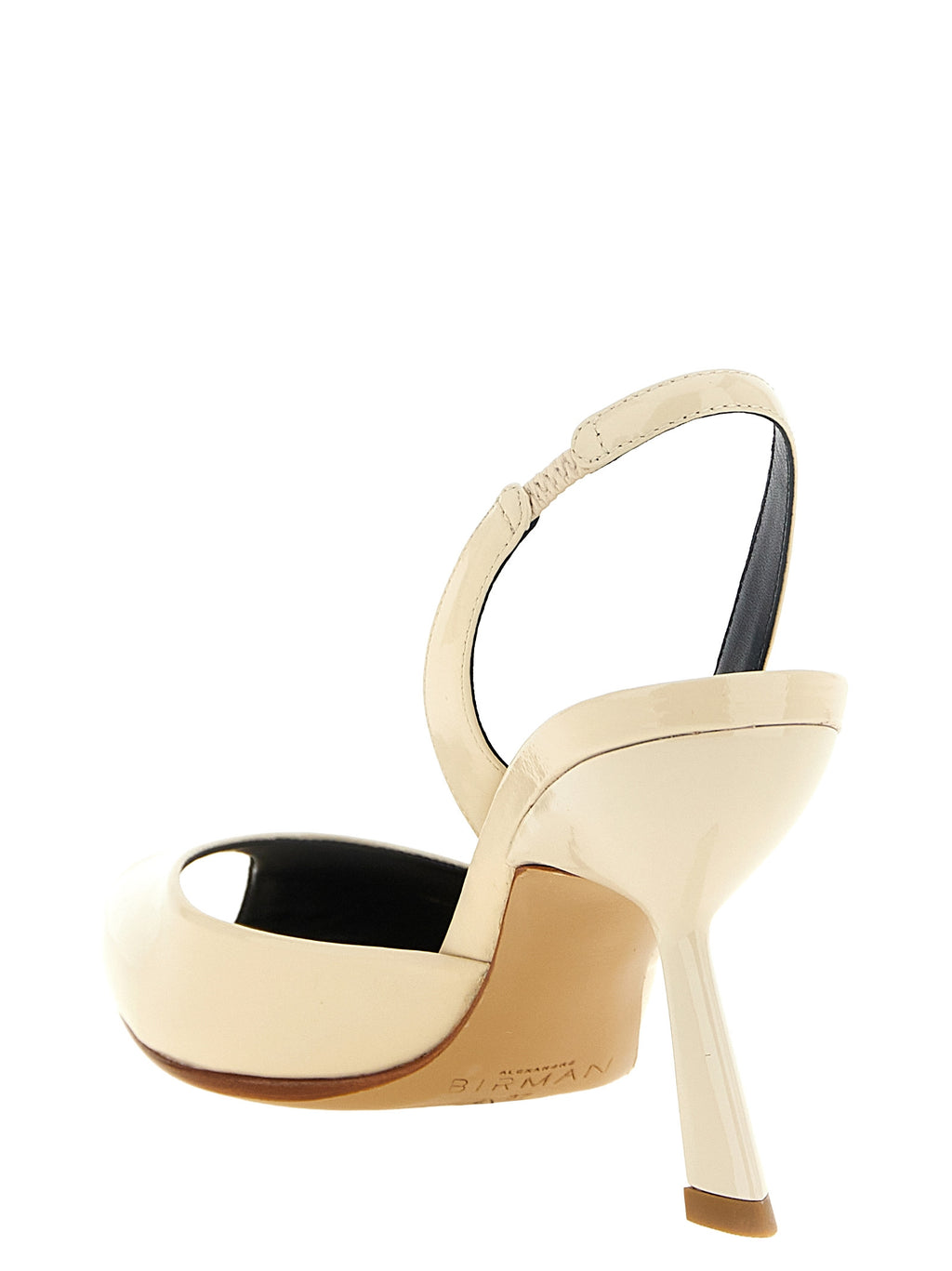 Alexandre Birman White Calfskin Mid Heel Pumps