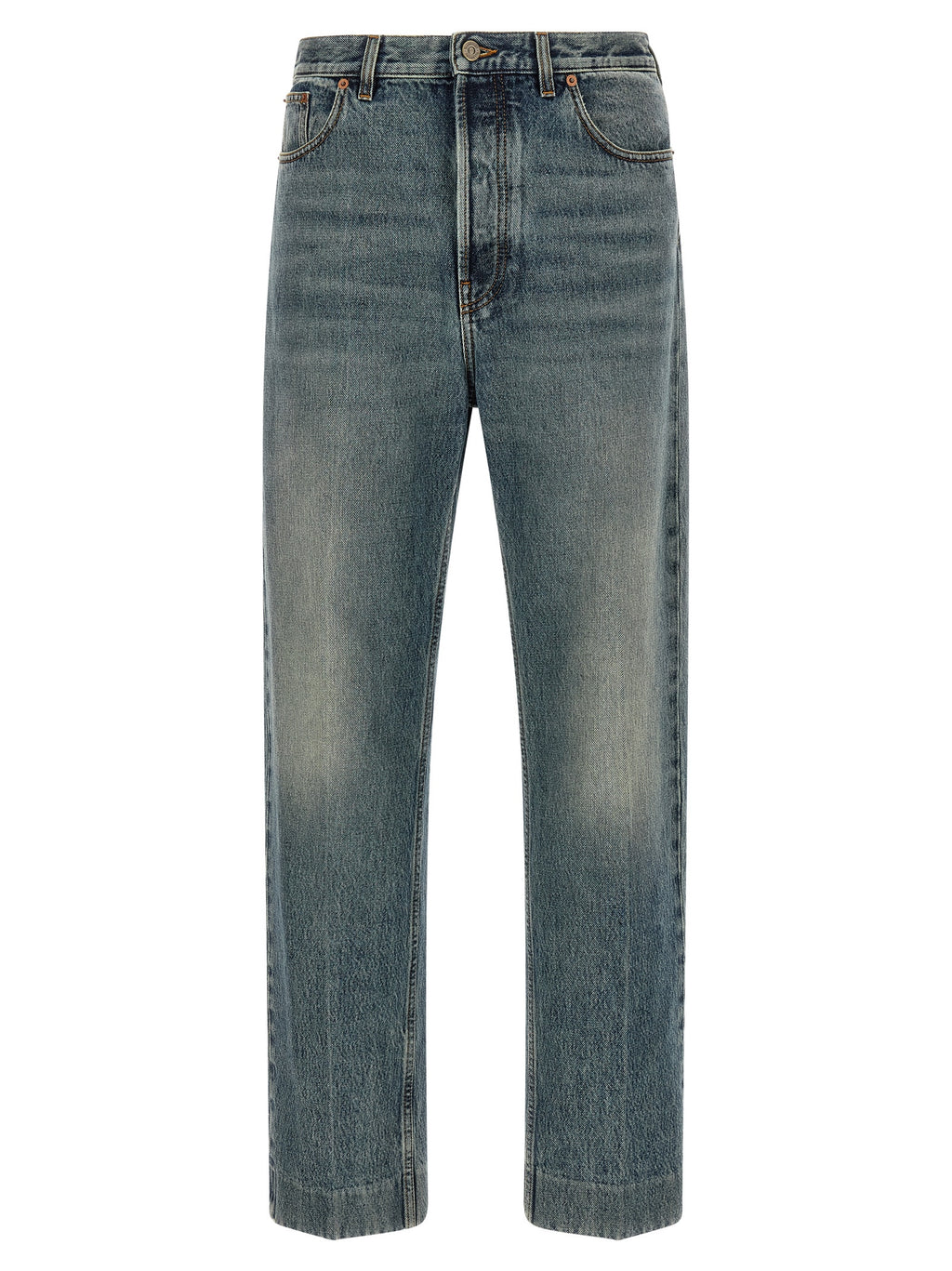 Valentino Garavani Blue Cotton Straight-Leg Jeans