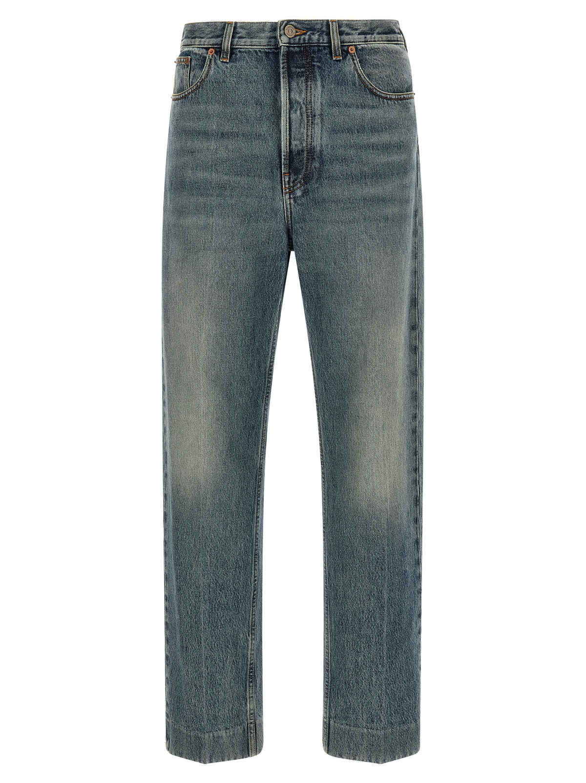 Valentino Garavani Blue Cotton Straight-Leg Jeans