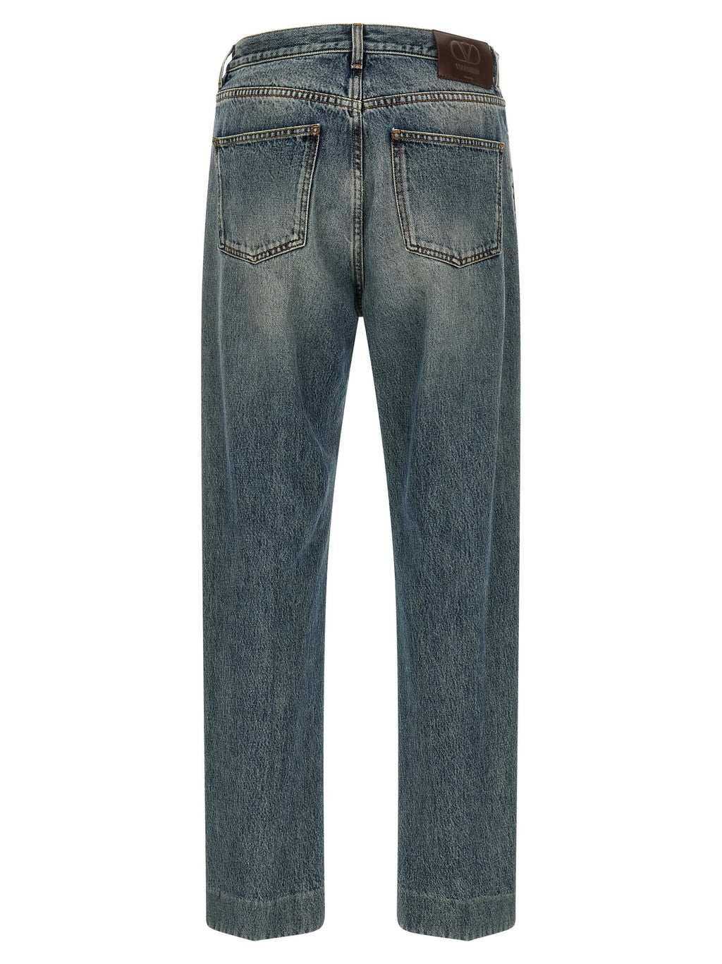 Valentino Garavani Blue Cotton Straight-Leg Jeans
