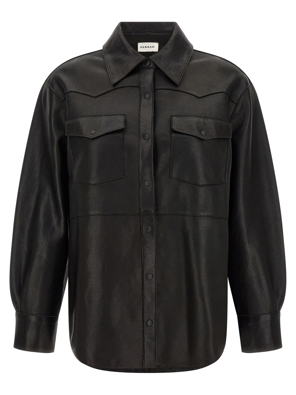P.A.R.O.S.H. Black Lamb Leather Blouse