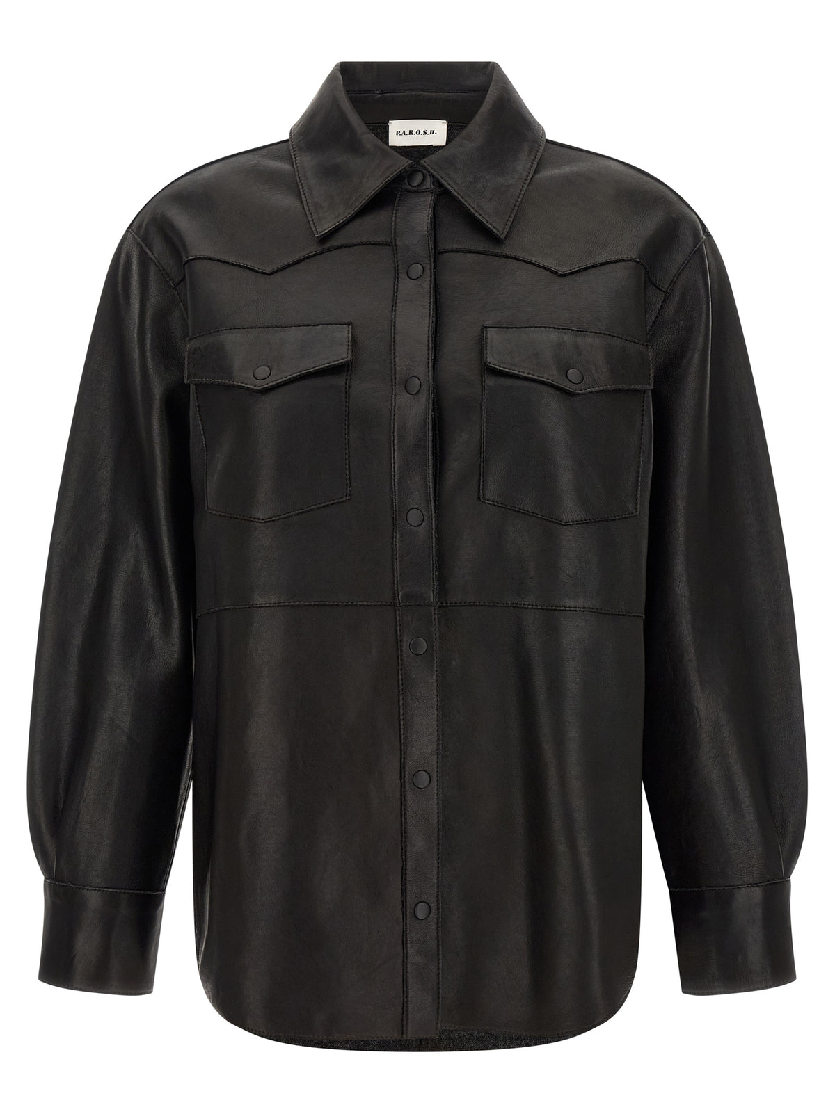 P.A.R.O.S.H. Black Lamb Leather Blouse