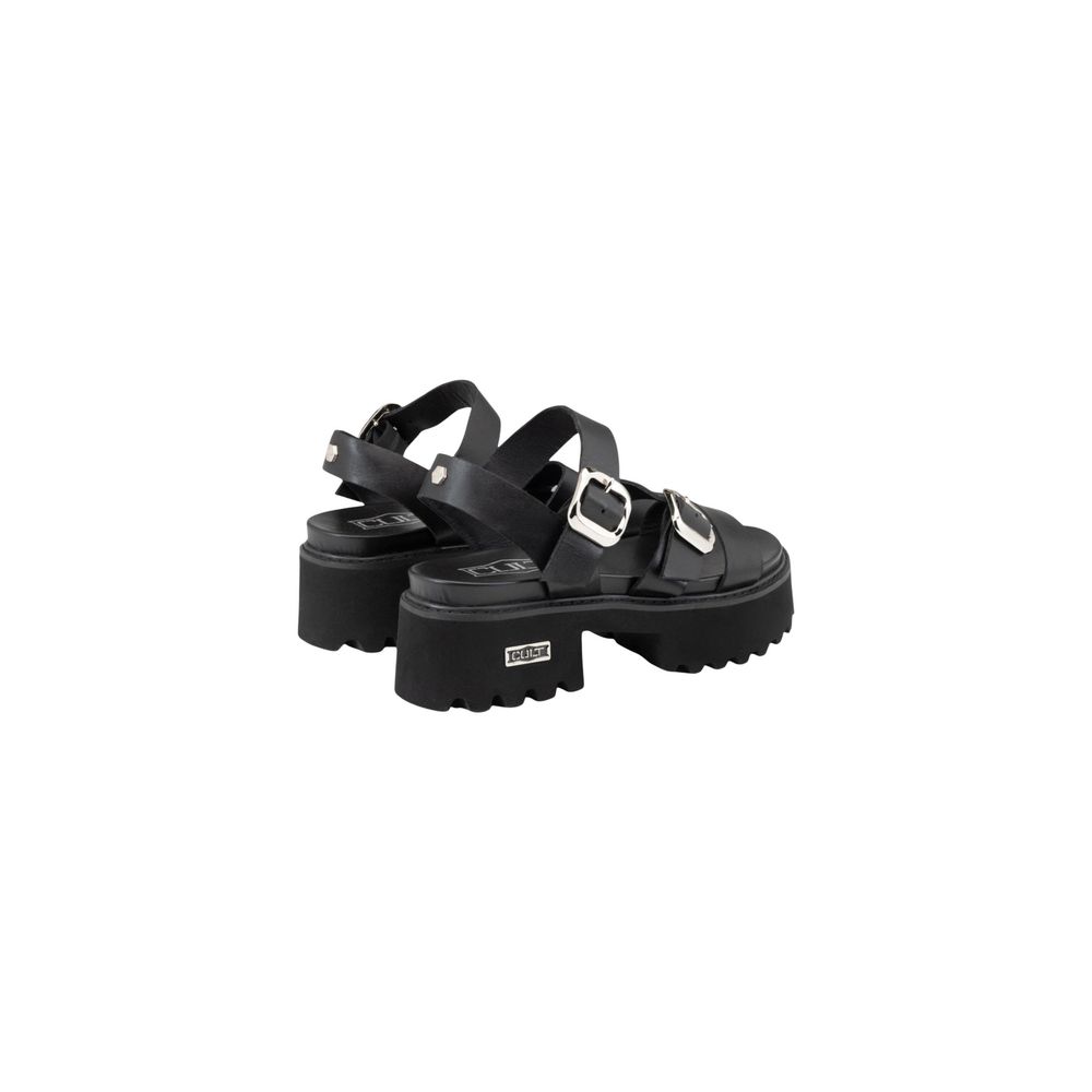 Cult Black Leather Platform Sandals