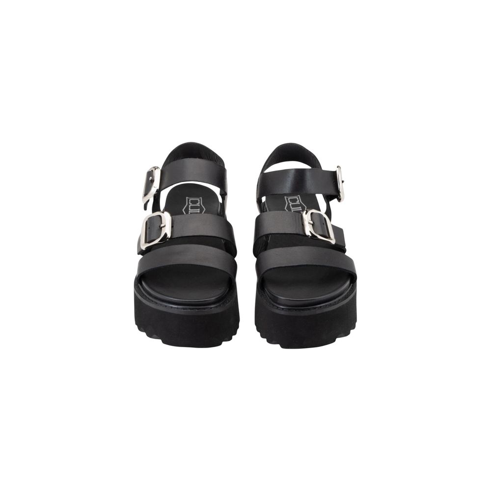 Cult Black Leather Platform Sandals