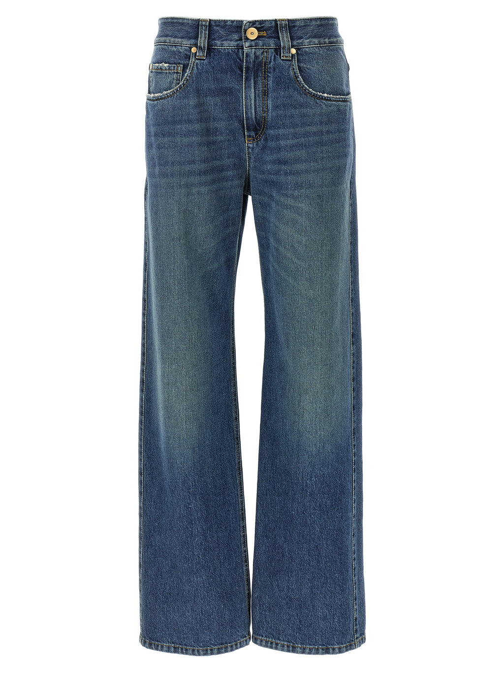 Brunello Cucinelli Blue Cotton Relaxed Fit Jeans