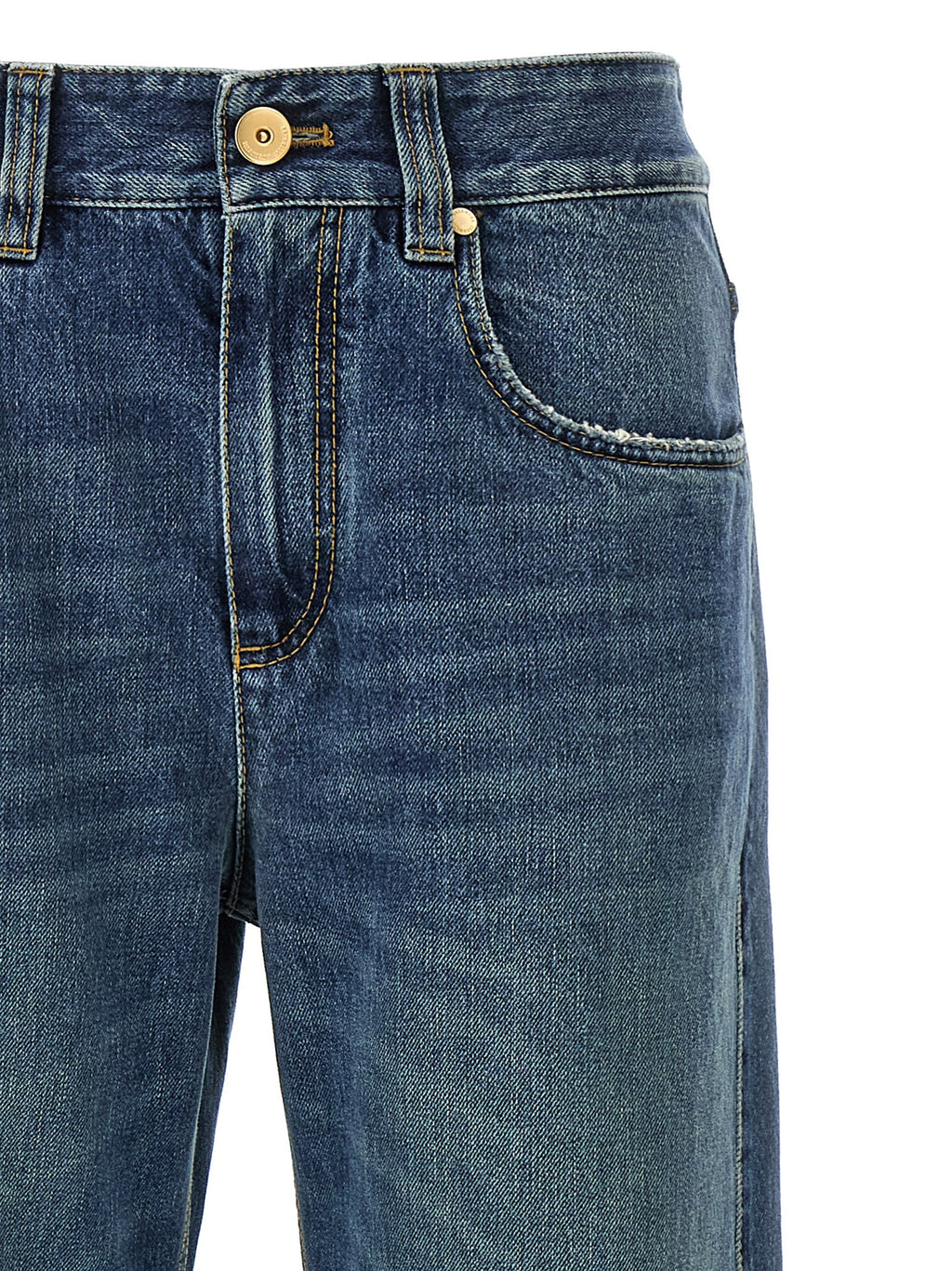 Brunello Cucinelli Blue Cotton Relaxed Fit Jeans