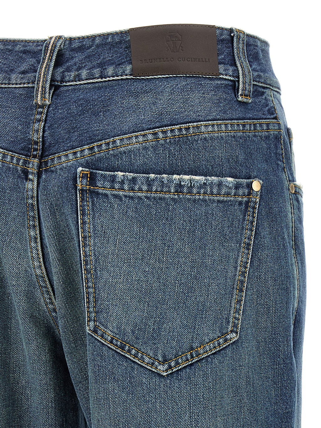 Brunello Cucinelli Blue Cotton Relaxed Fit Jeans