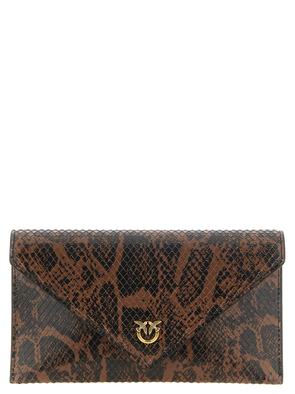 PINKO Brown Calfskin Clutch Bag
