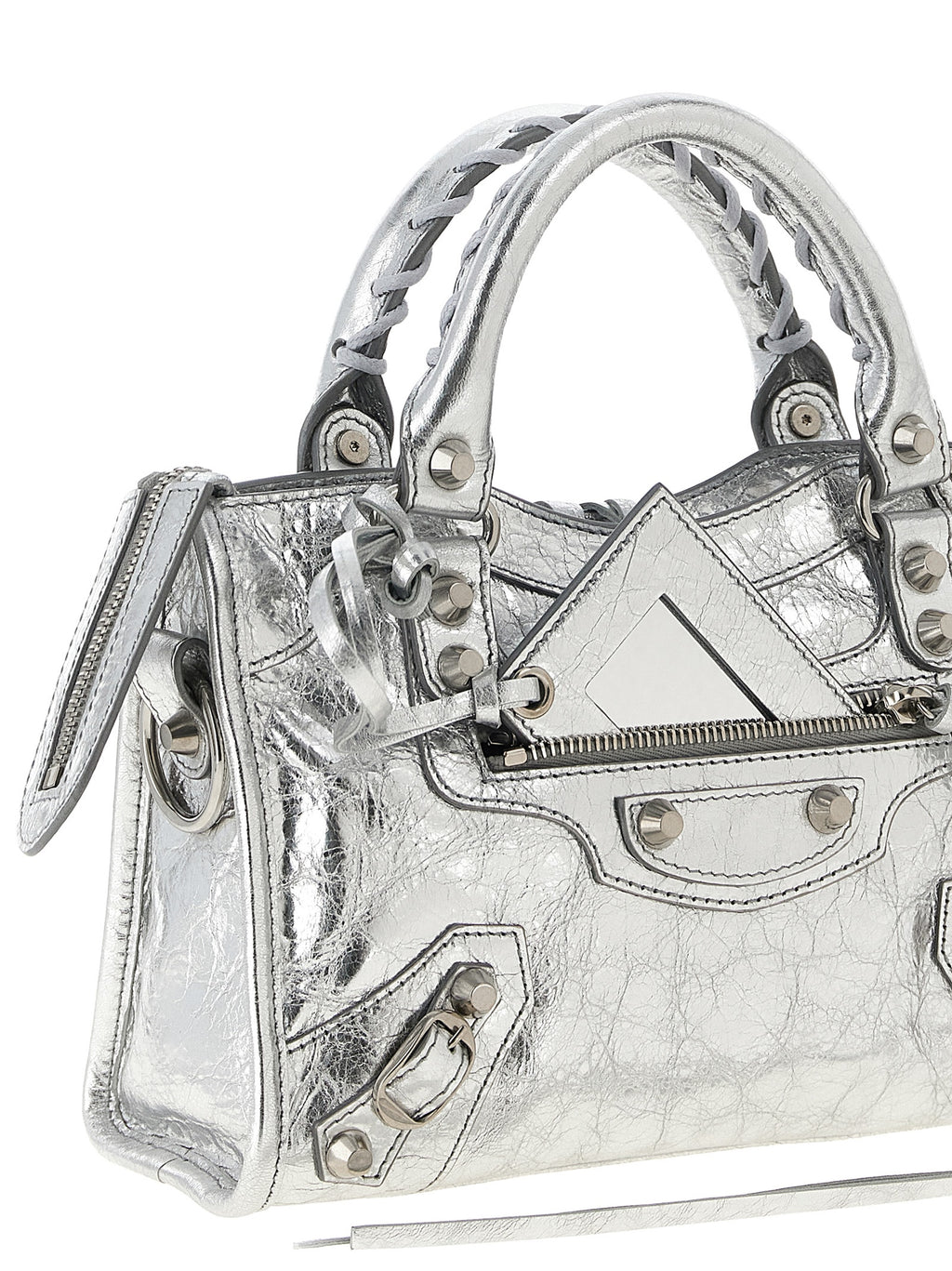 Balenciaga Silver Lamb Leather Handbag