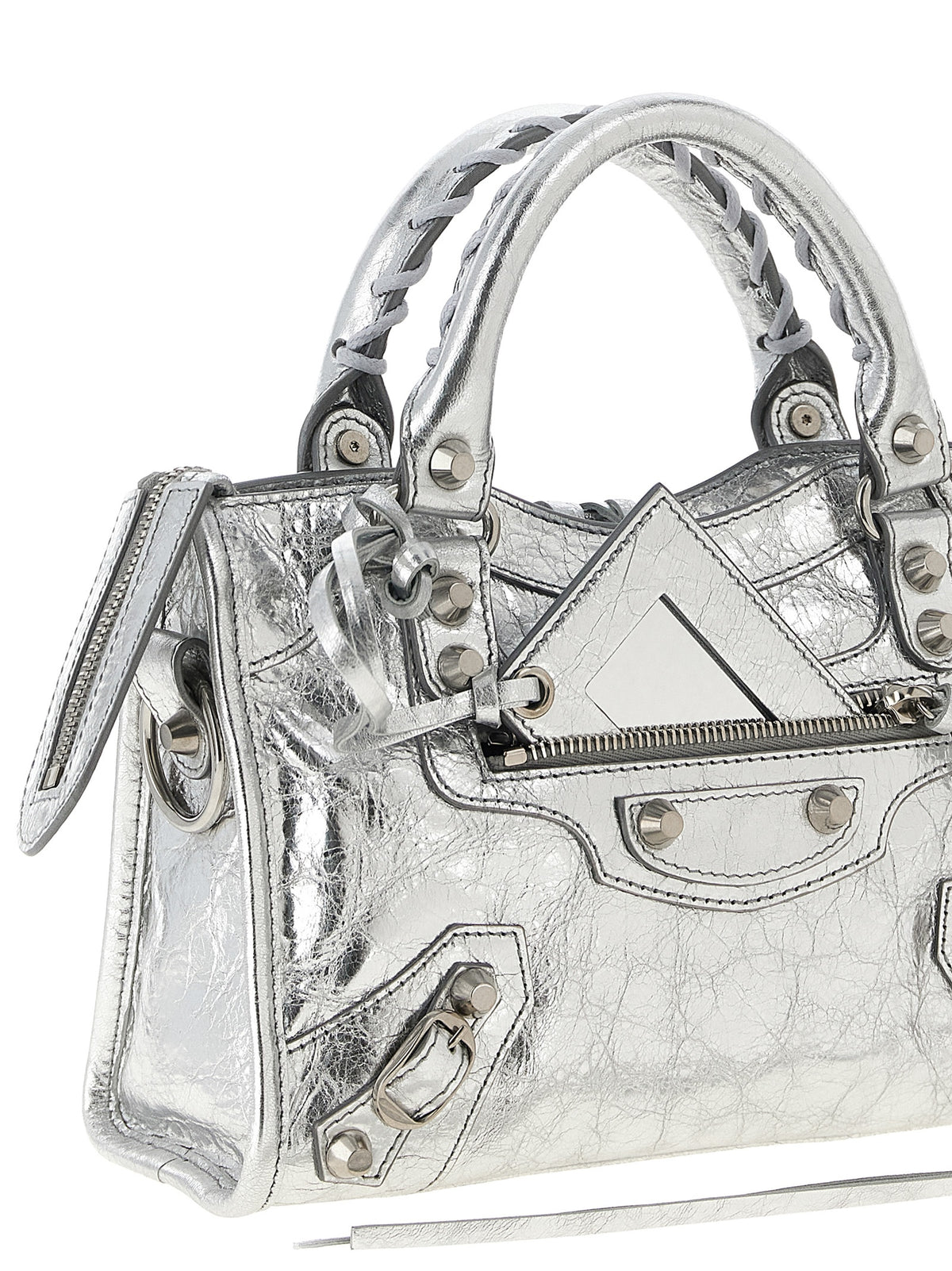 Balenciaga Silver Lamb Leather Handbag