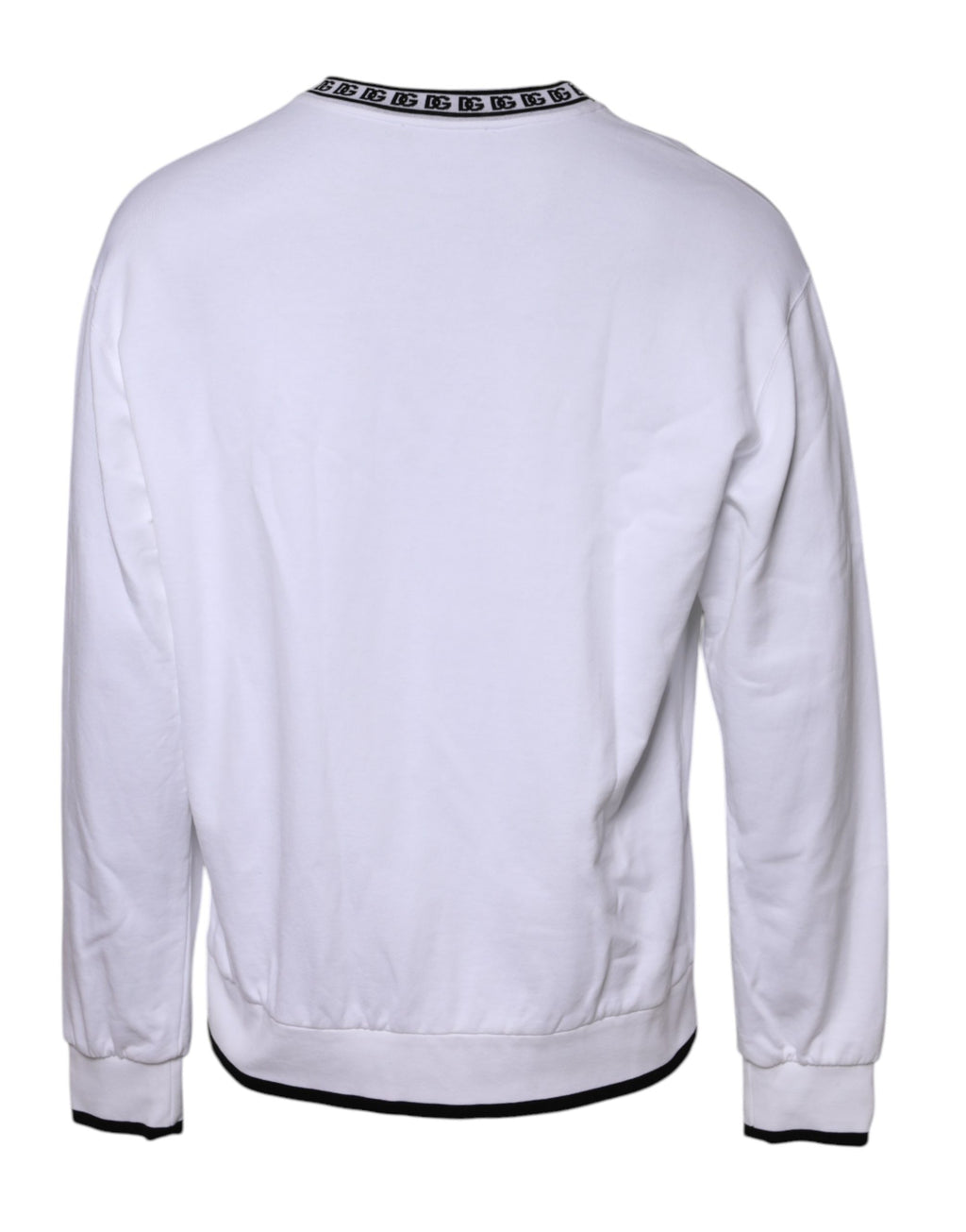 Dolce & Gabbana White Cotton DG Crew Neck Sweatshirt Sweater