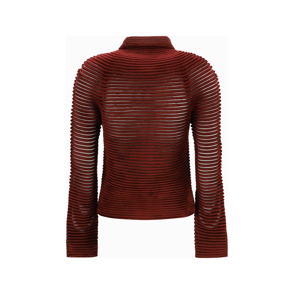 Giorgio Armani bordeauxfarbene Viskose-Strickjacke