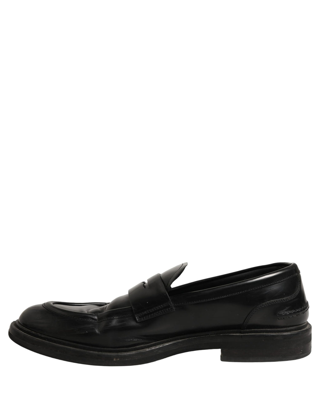 Dolce & Gabbana Black Brushed Calf Leather Loafers Shoes