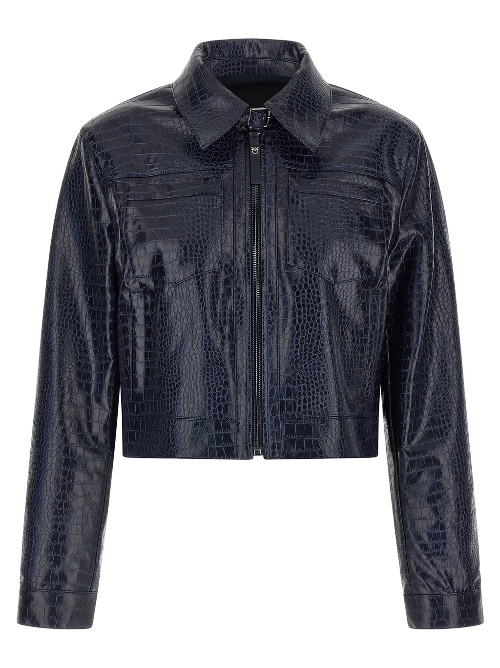 PINKO Blue Viscose Leather Jacket