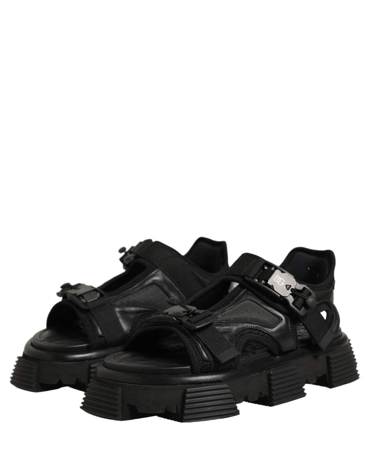 Dolce & Gabbana Black Logo Detailed Men Chunky Sandals Shoes
