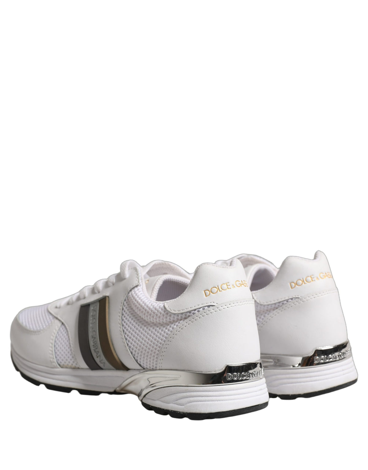 Dolce & Gabbana White Leather Mesh Low Top Neb Sneakers Shoes