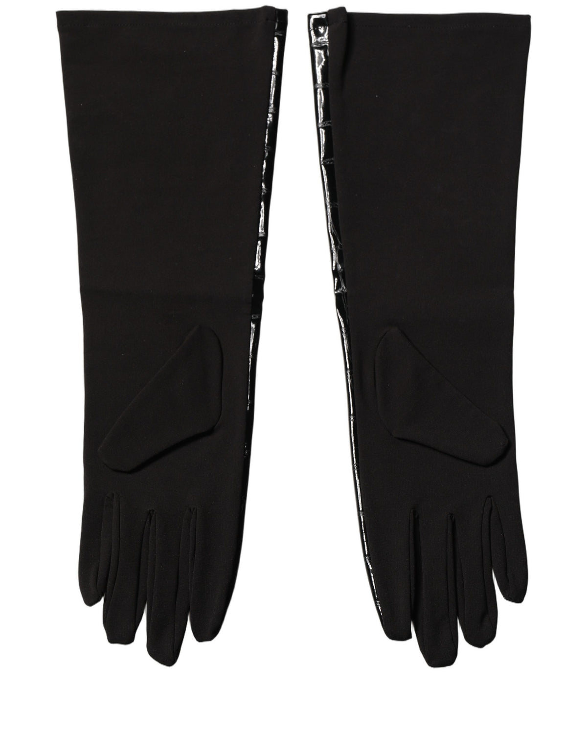 Dolce & Gabbana Black Polyester Patterned Short Length Gloves