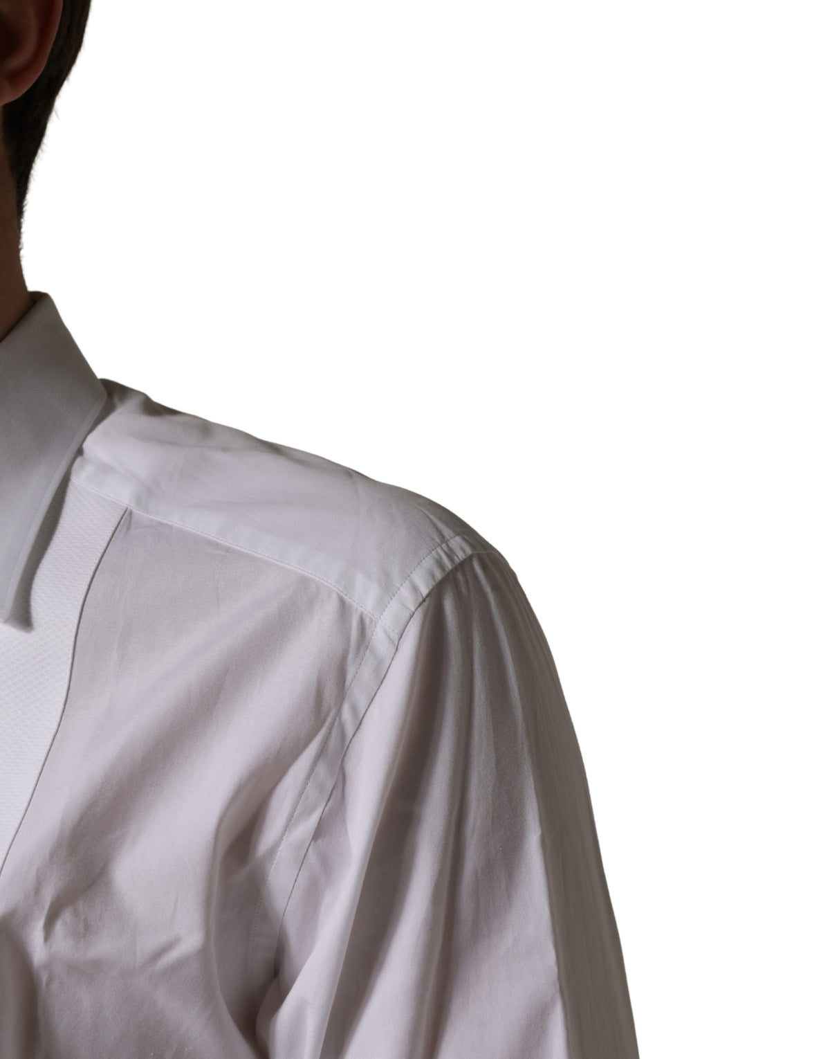 Dolce & Gabbana White Cotton Collared Bib GOLD Dress Shirt