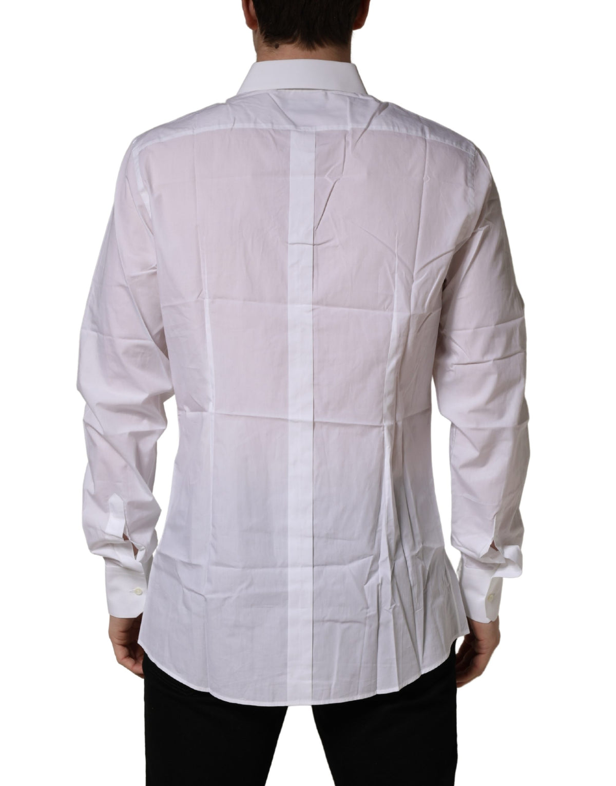 Dolce & Gabbana White GOLD Crown Bee Cotton Formal Dress Shirt