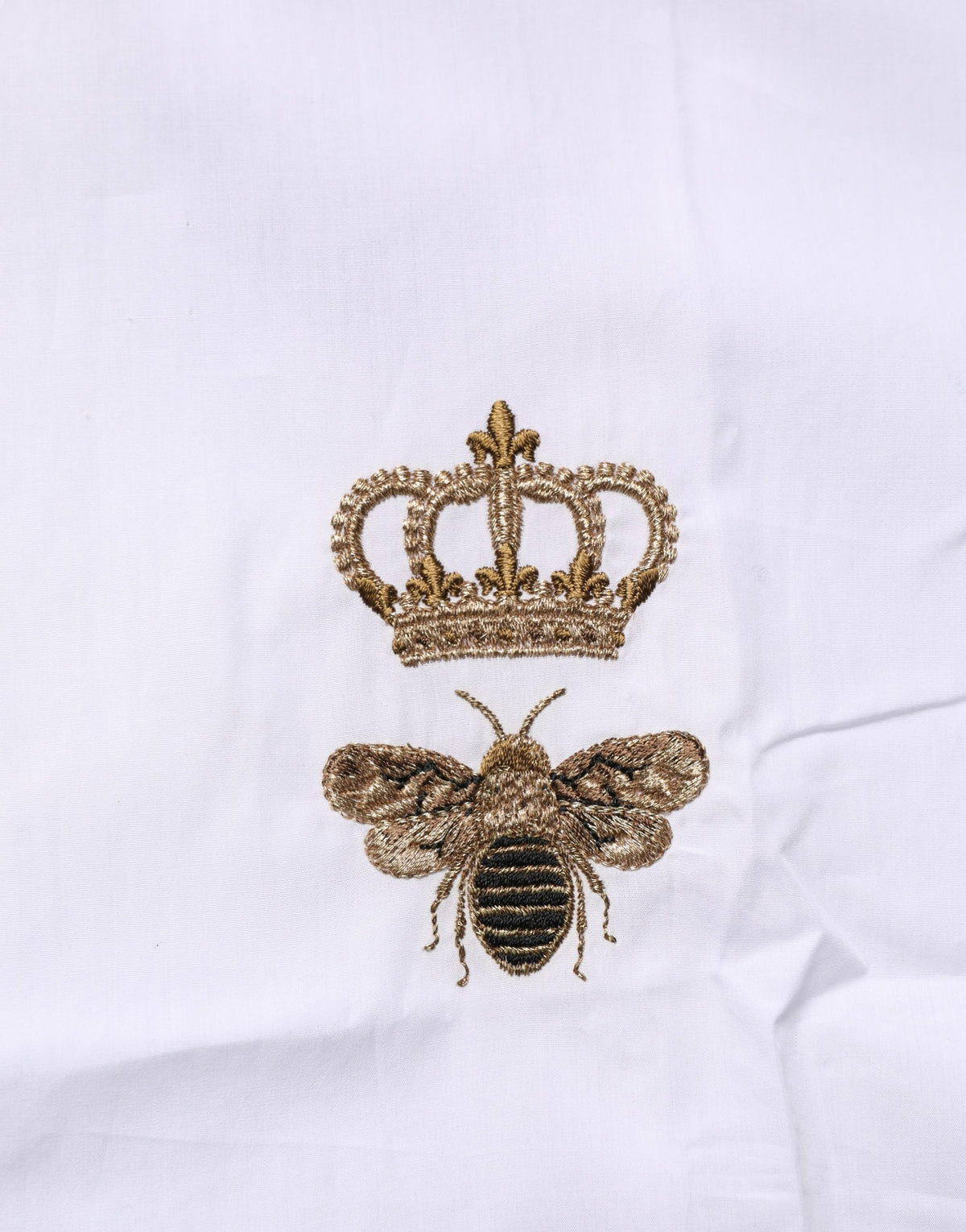 Dolce & Gabbana White GOLD Crown Bee Cotton Formal Dress Shirt
