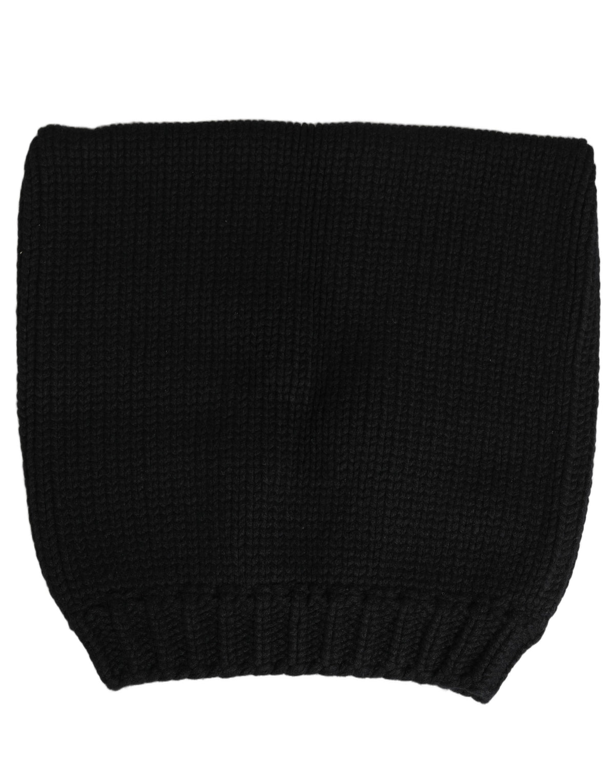 Dolce & Gabbana Black Cashmere Knitted Ribbed Cuff Beanie Hat