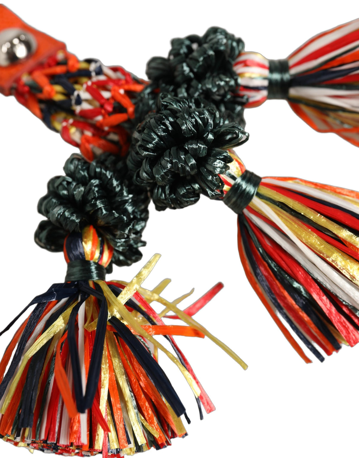 Dolce & Gabbana Multicolor Raffia Leather Clasp Finder Chain Keyring