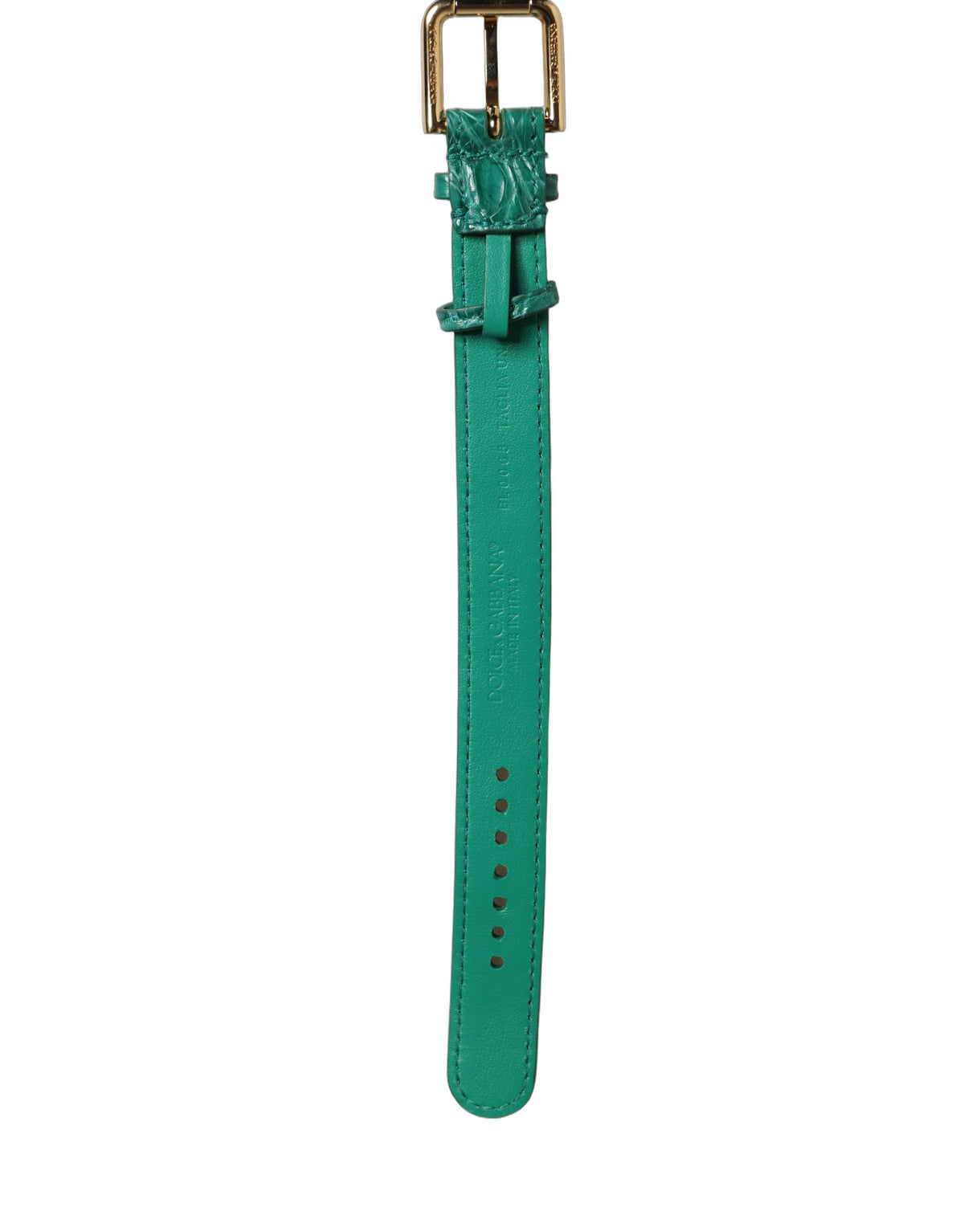Dolce & Gabbana Green Embossed Leather Gold Buckle Belt Strap Bracelet
