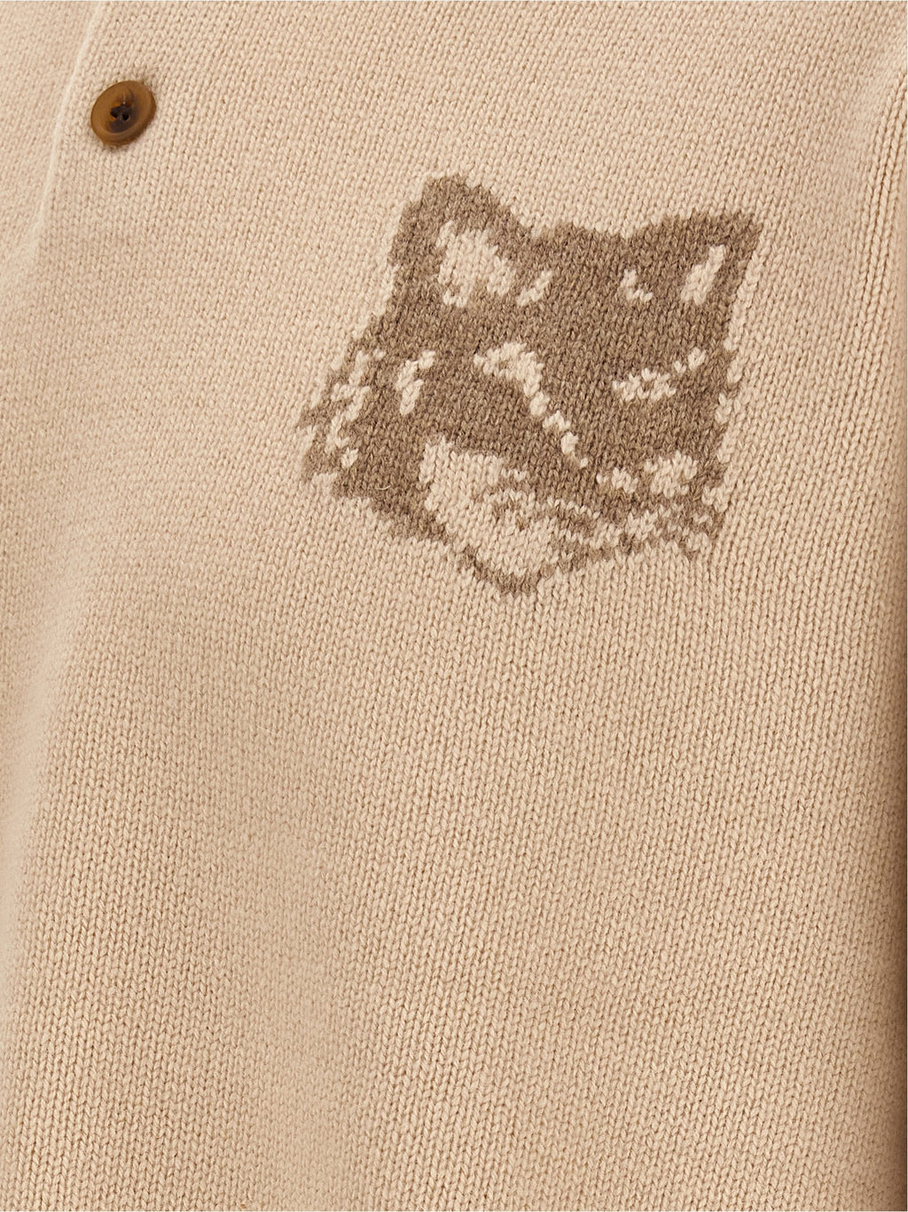 Maison Kitsuné Beige Wool Cardigan
