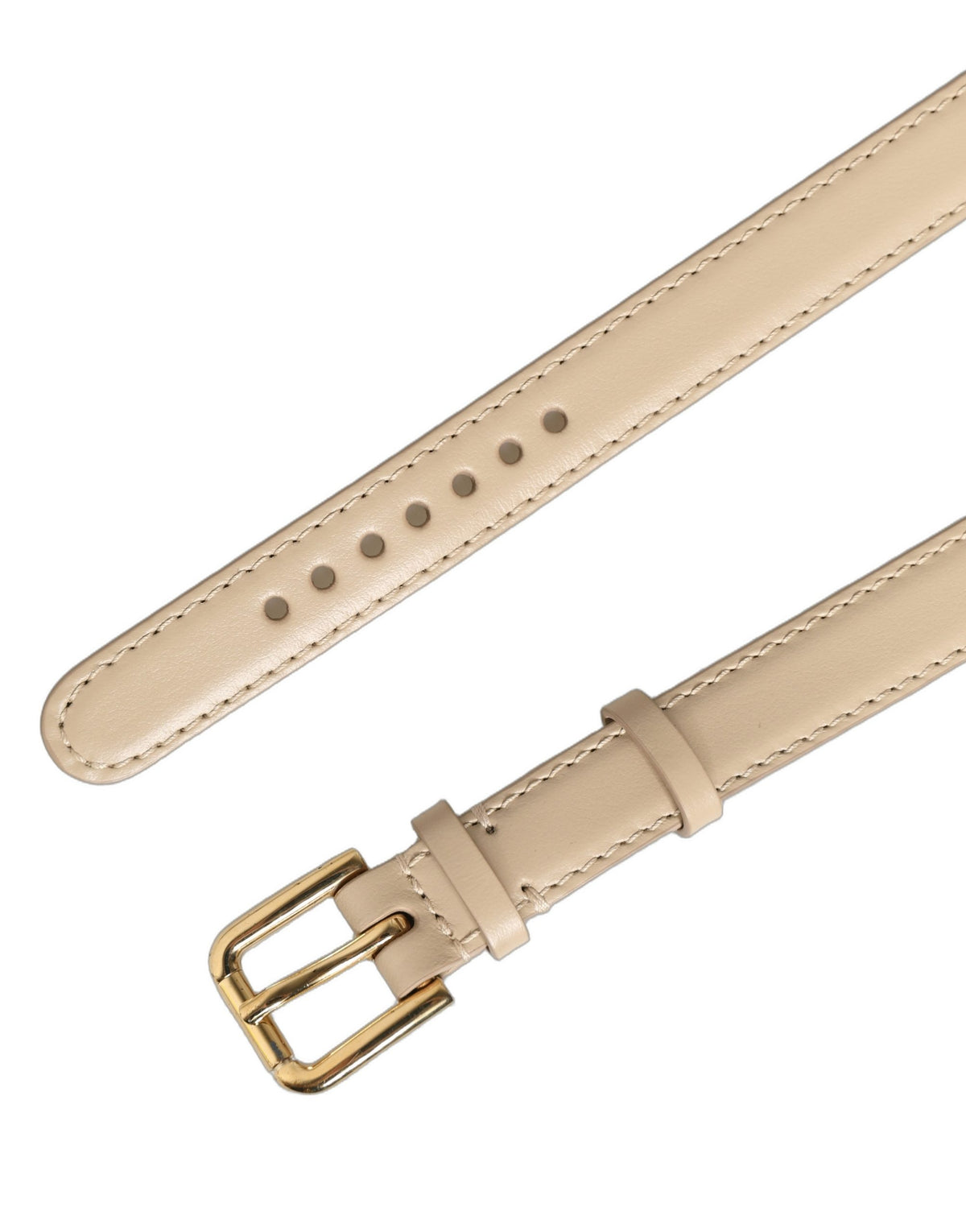 Dolce & Gabbana Beige Embossed Leather Gold Buckle Belt Strap Bracelet