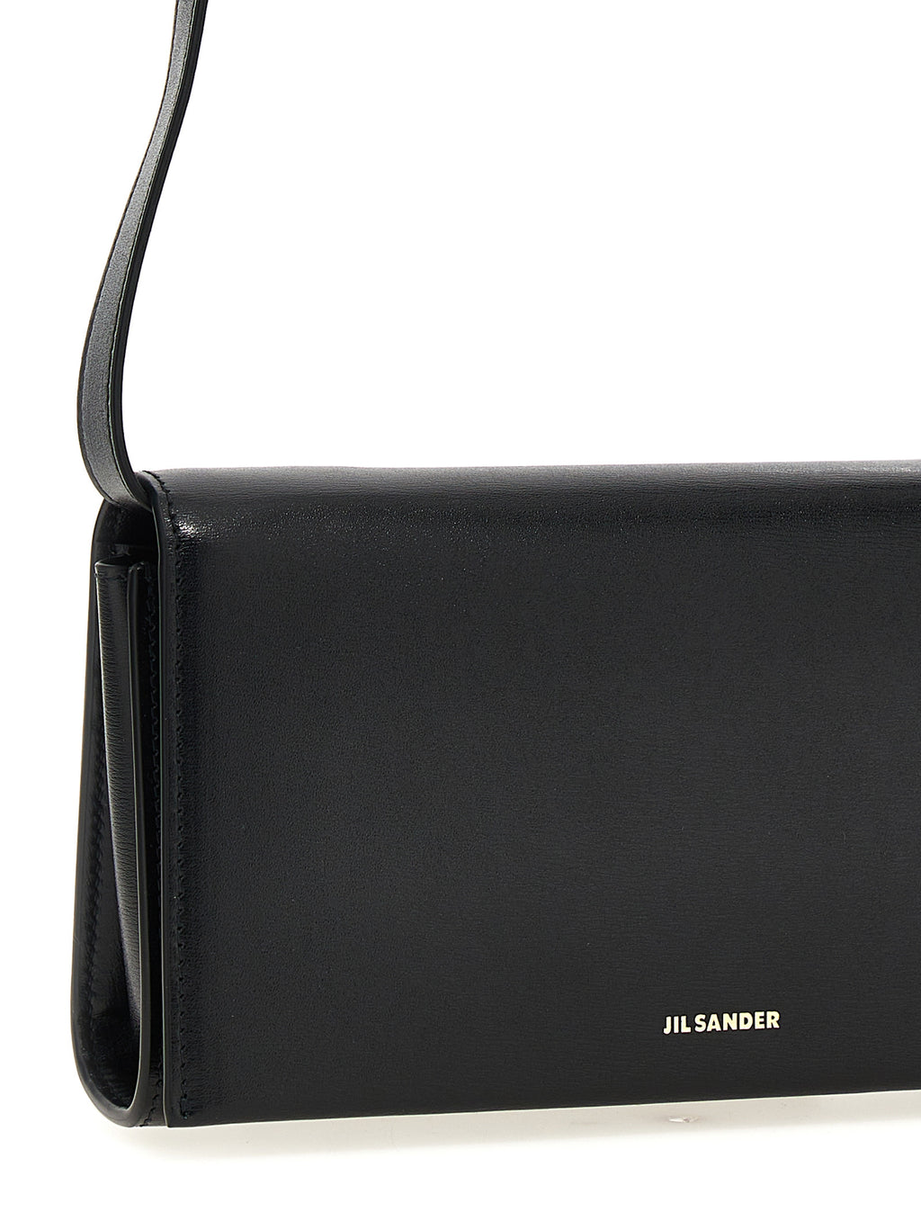 Jil Sander Umhängetasche aus schwarzem Leder