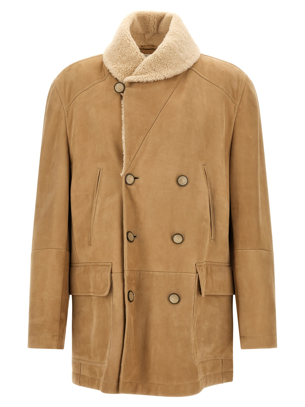 Brunello Cucinelli Beige Lamb Leather Leather Jacket