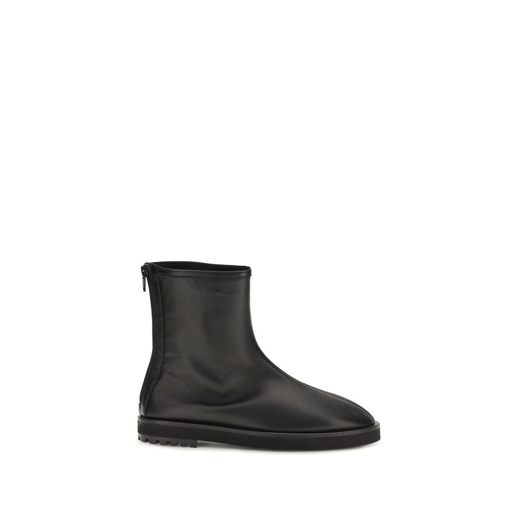 Dear Frances Black Calf Leather Bos Taurus Ankle Boots