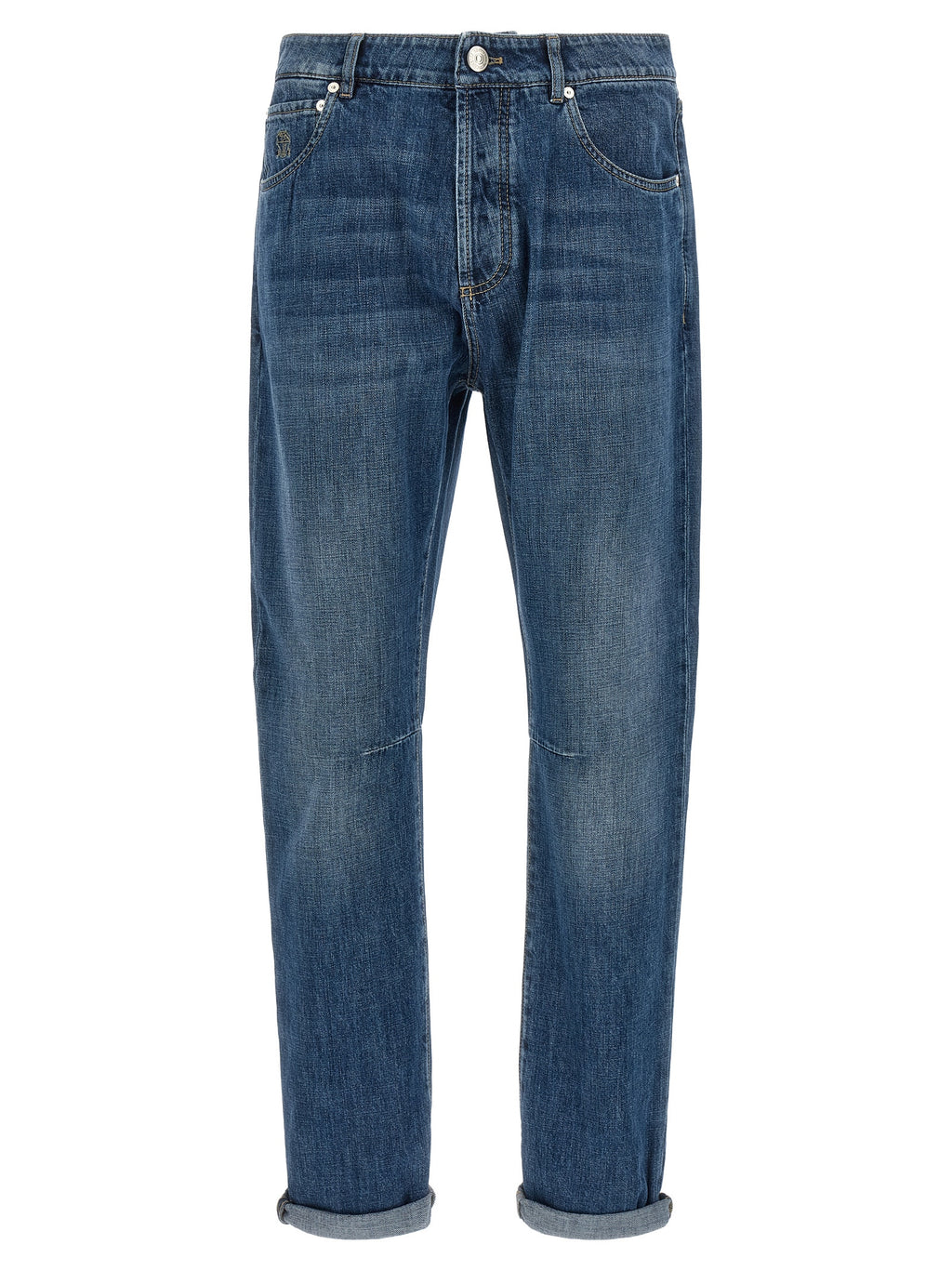 Brunello Cucinelli Blue Cotton Straight-Leg Jeans