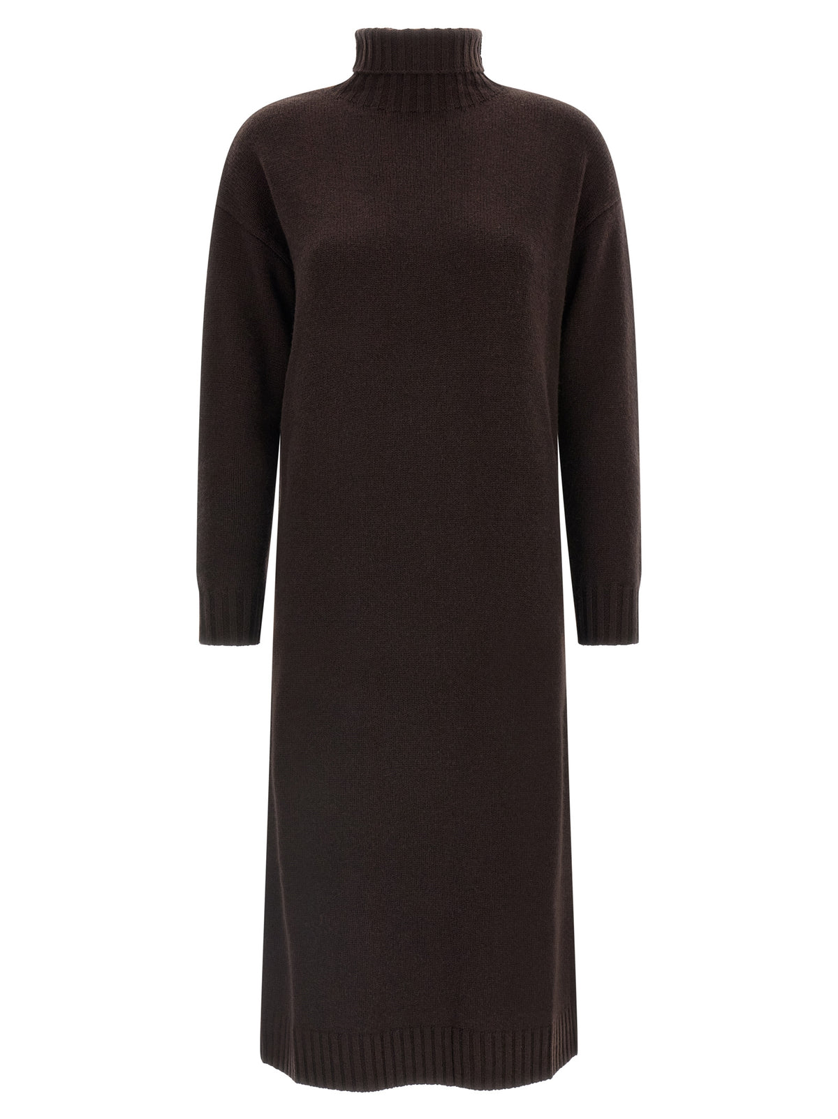 Max Mara Brown Wool Midi Dress