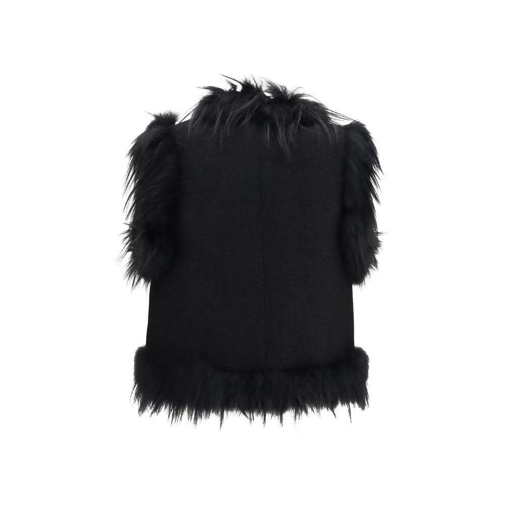 Fendi Black Wool Oves Aries Sleeveless Jacket