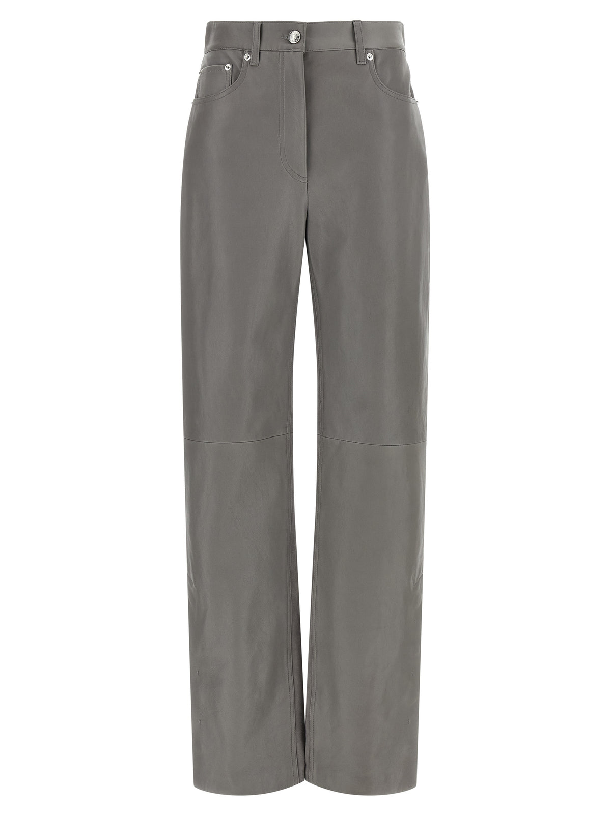 Sportmax Gray Lamb Leather Casual Pants