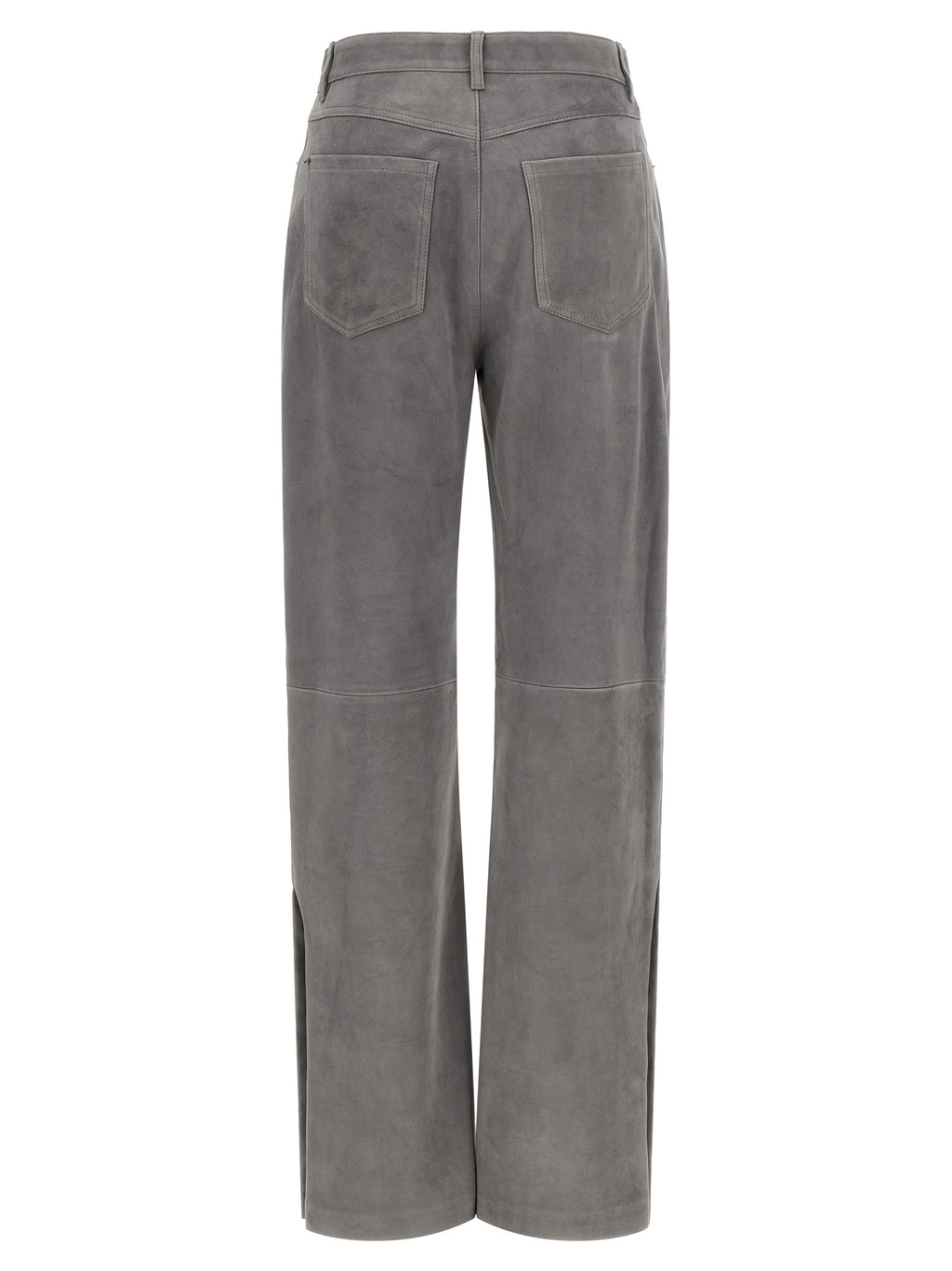 Sportmax Gray Lamb Leather Casual Pants