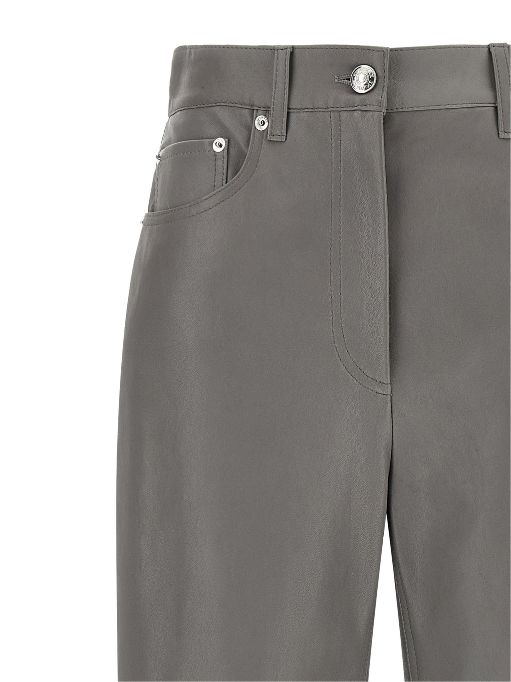 Sportmax Gray Lamb Leather Casual Pants