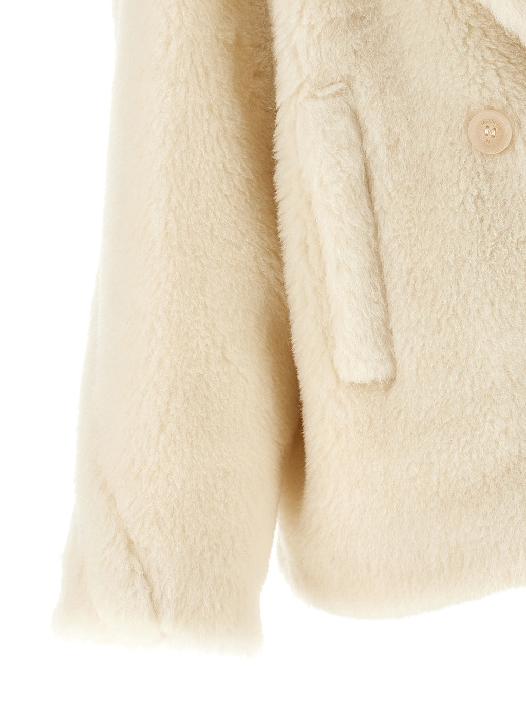 Max Mara White Alpaca Leather Coat