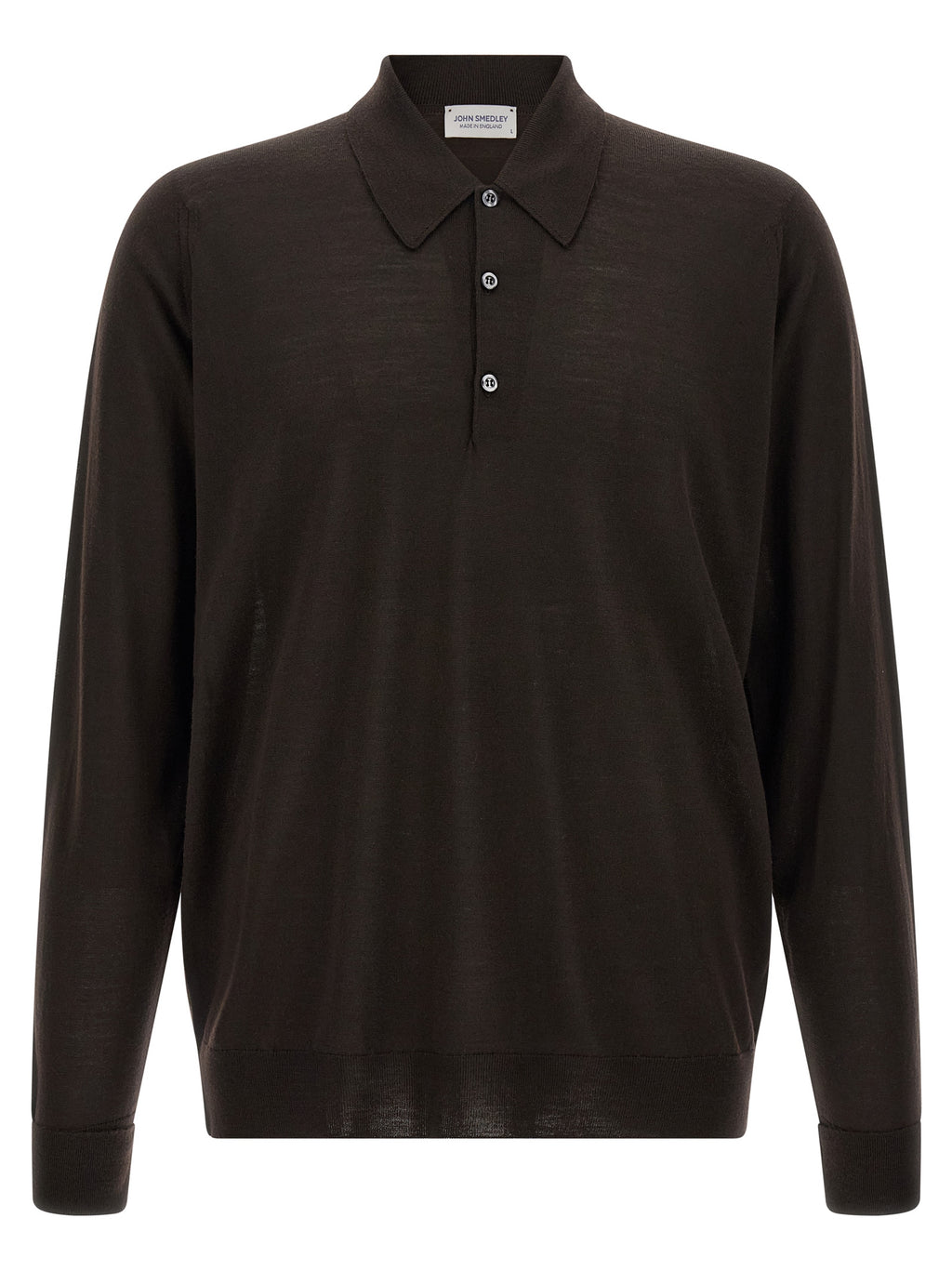 JOHN SMEDLEY Brown Merino Wool Polo Shirt